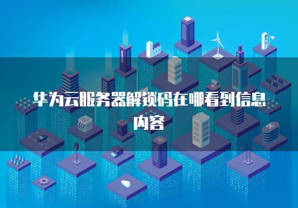 华为云服务器解锁码在哪看到信息内容