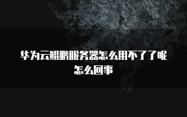 华为云鲲鹏服务器怎么用不了了呢怎么回事