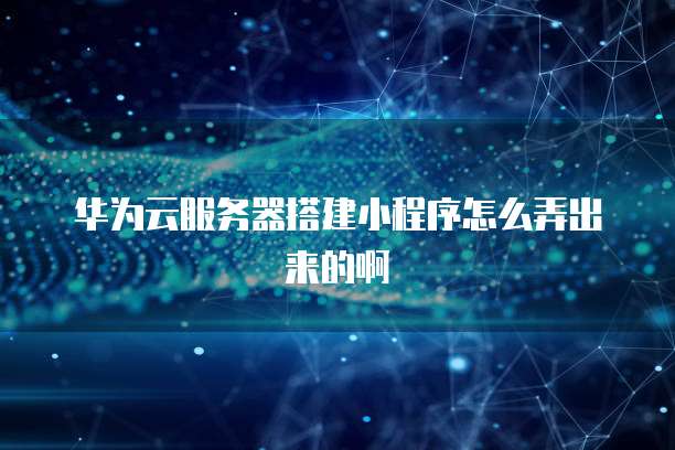 华为云服务器搭建小程序怎么弄出来的啊
