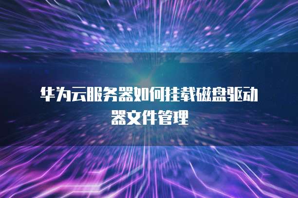  华为云服务器如何挂载磁盘驱动器文件管理