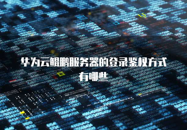华为云鲲鹏服务器的登录鉴权方式有哪些