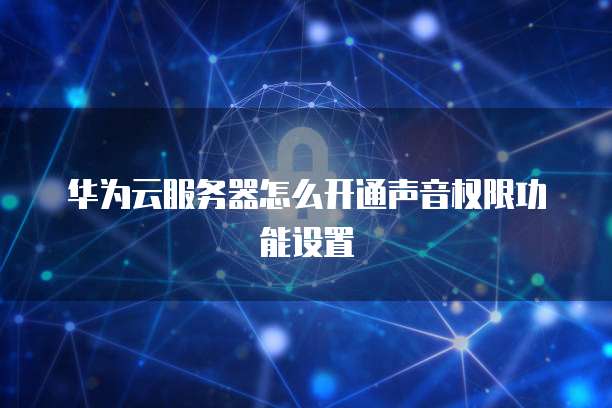 华为云服务器怎么开通声音权限功能设置