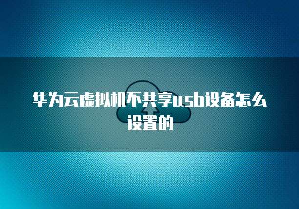 华为云虚拟机不共享usb设备怎么设置的