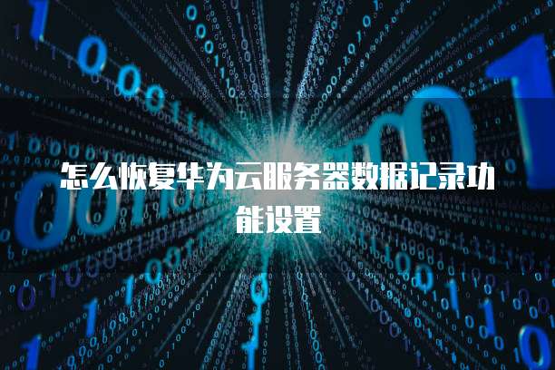 怎么恢复华为云服务器数据记录功能设置