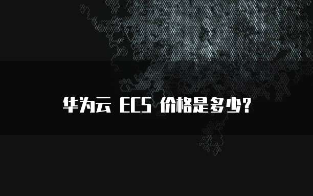 华为云 ECS 价格是多少？