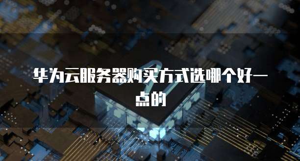 华为云服务器购买方式选哪个好一点的