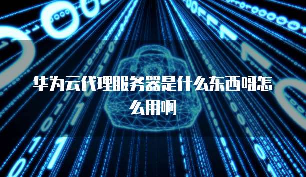 华为云代理服务器是什么东西呀怎么用啊