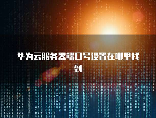 华为云服务器端口号设置在哪里找到