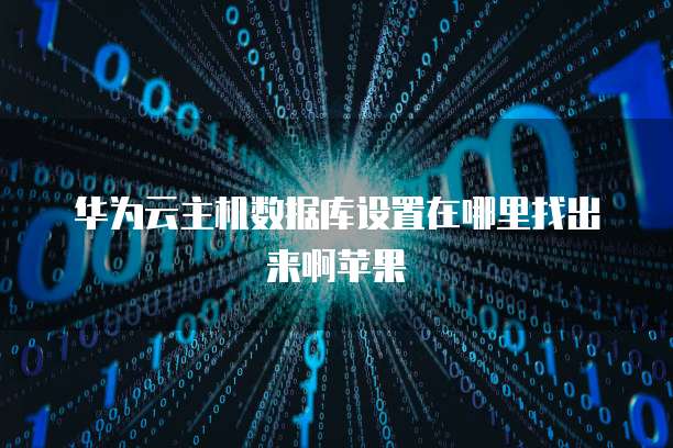 华为云主机数据库设置在哪里找出来啊苹果