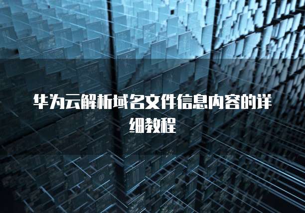 华为云解析域名文件信息内容的详细教程