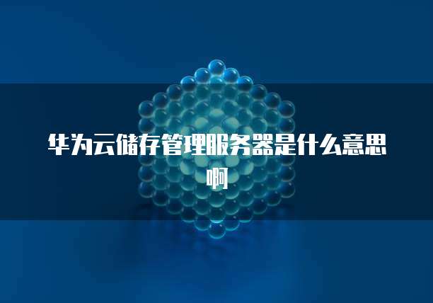 华为云储存管理服务器是什么意思啊