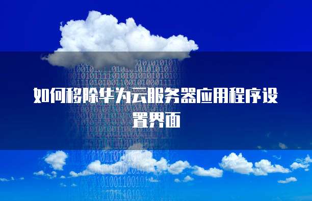 如何移除华为云服务器应用程序设置界面