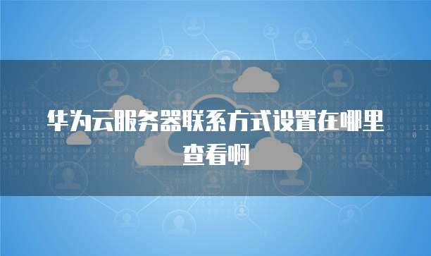 华为云服务器联系方式设置在哪里查看啊