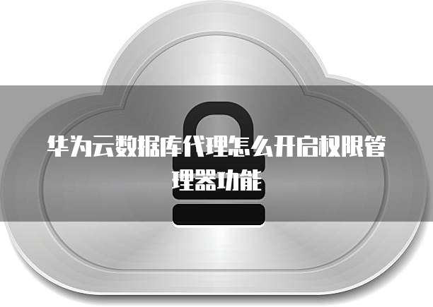 华为云数据库代理怎么开启权限管理器功能