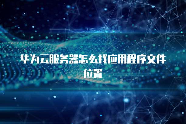 华为云服务器怎么找应用程序文件位置