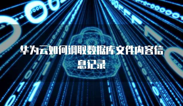华为云如何调取数据库文件内容信息记录