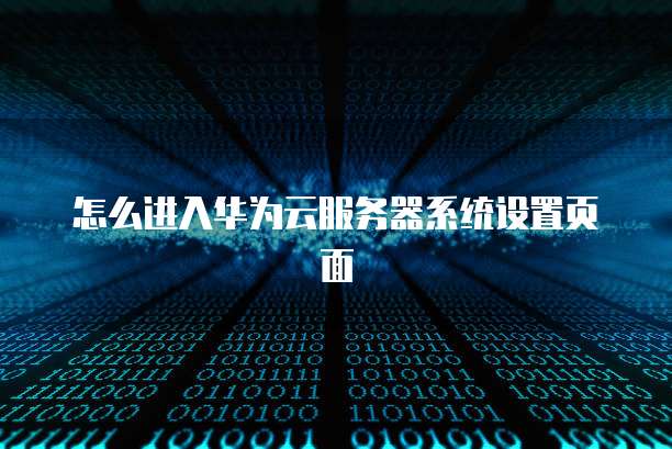 怎么进入华为云服务器系统设置页面