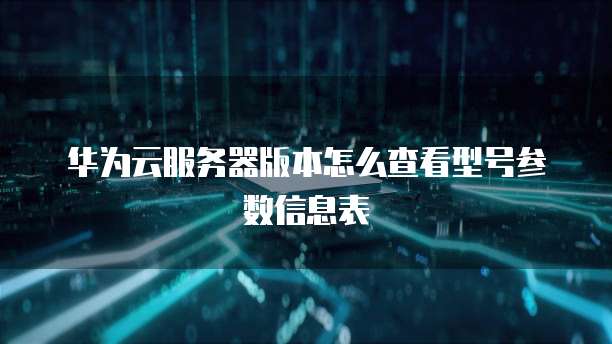 华为云服务器版本怎么查看型号参数信息表