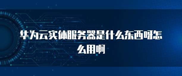 华为云实体服务器是什么东西呀怎么用啊