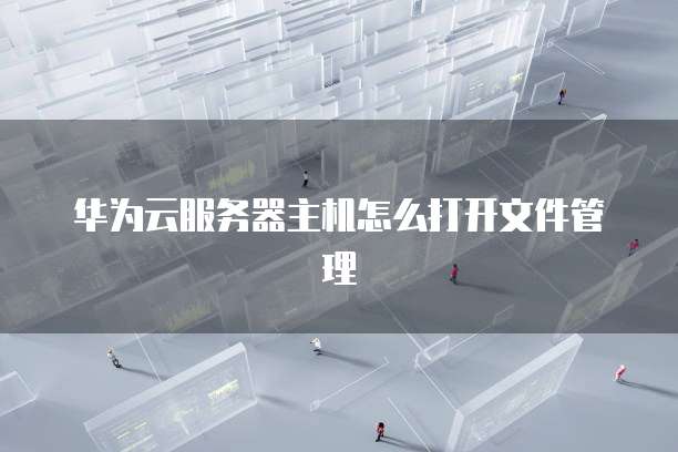 华为云服务器主机怎么打开文件管理