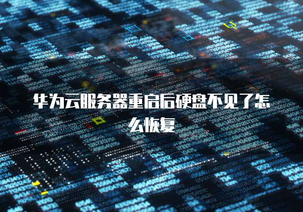 华为云服务器重启后硬盘不见了怎么恢复